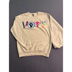 Vote Graphic Beige Gildan Heavy Blend Sweatshirt S 50% Cotton 50% Polyester